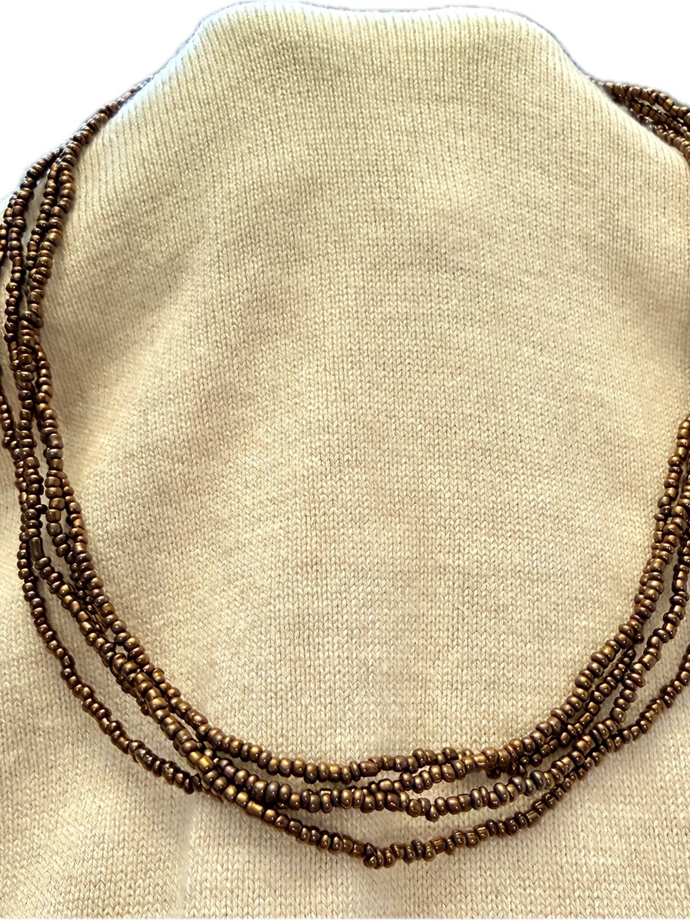 Brown Multi-Strand Seed Bead Necklace - Women Jewelry